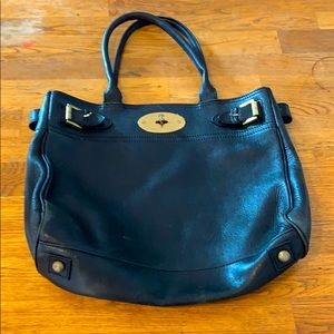 Mulberry black leather purse with adjustable sides